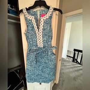 Lilly Pulitzer Floral Blue Sleeveless Dress